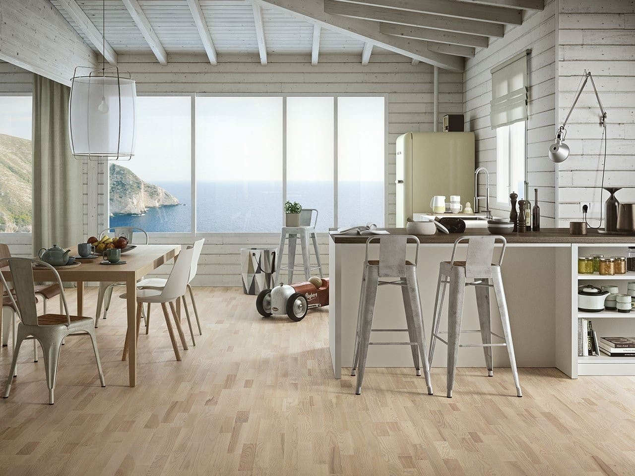 Parquet 3 Strip Frassino Spazzolato Verniciato Grigio