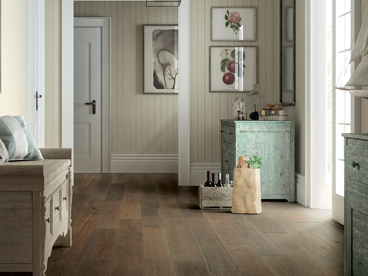 Parquet con Battiscopa Alto Bianco Parquet con Battiscopa Alto Bianco